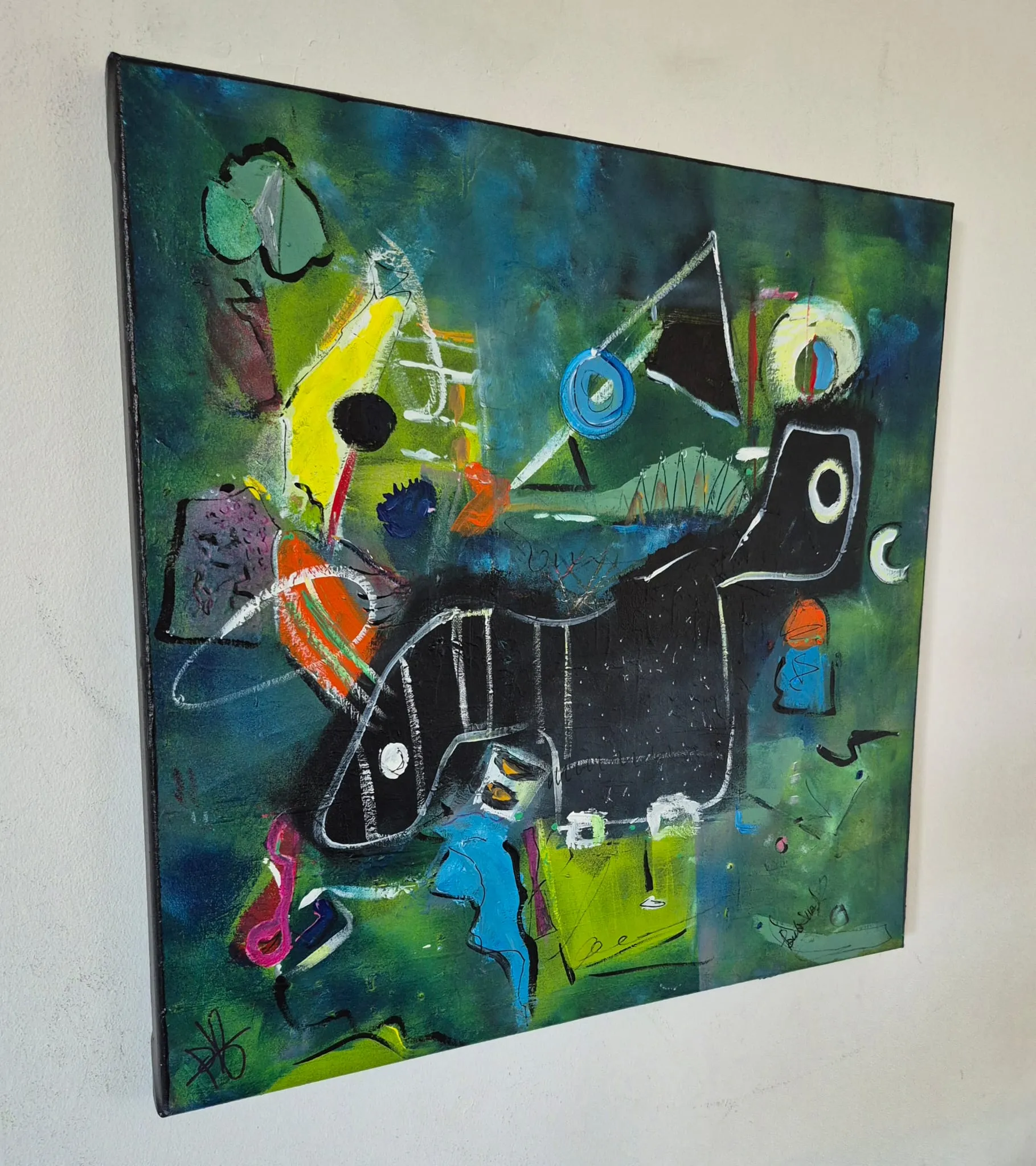 Green Hour — abstract acrylic on linen by Paula Harmsen