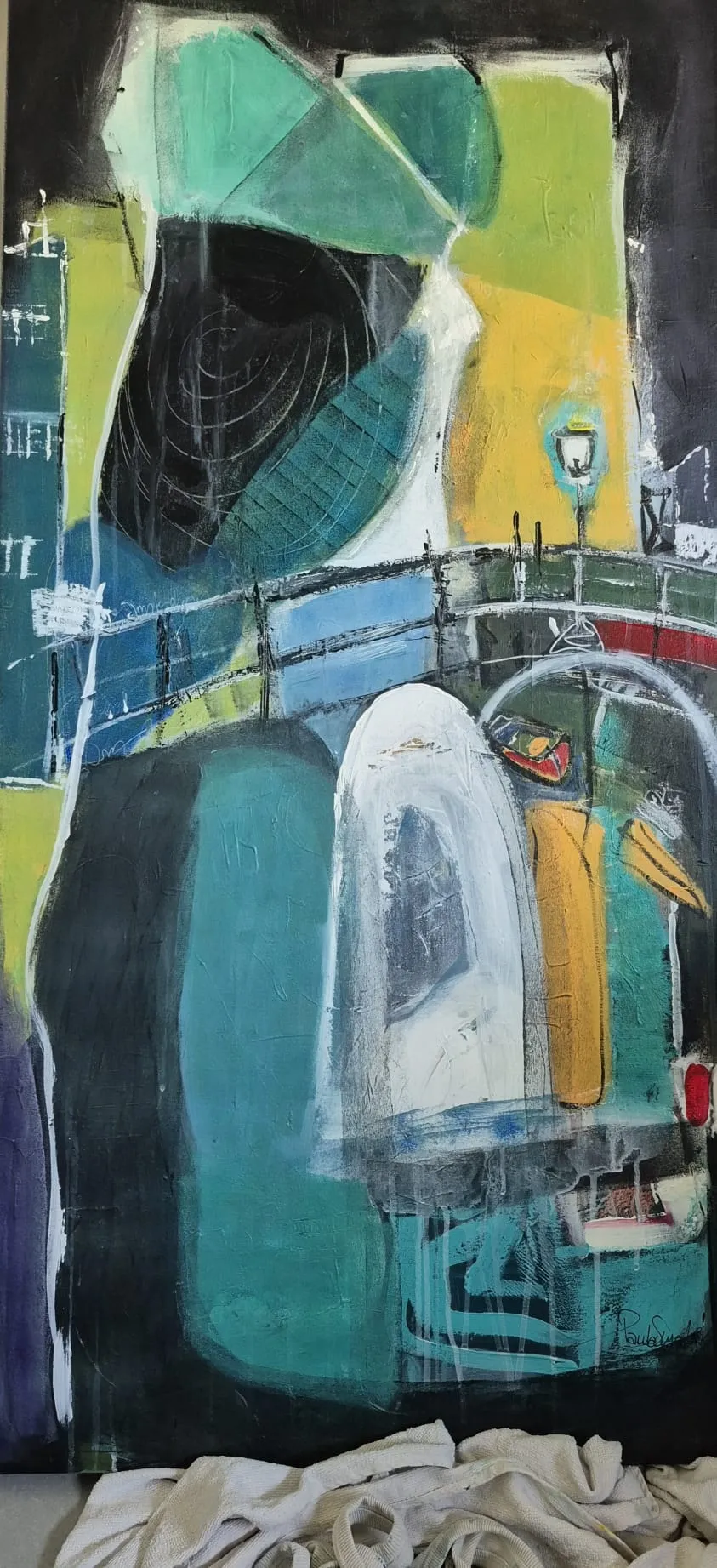 Lantern — abstract acrylic on linen by Paula Harmsen